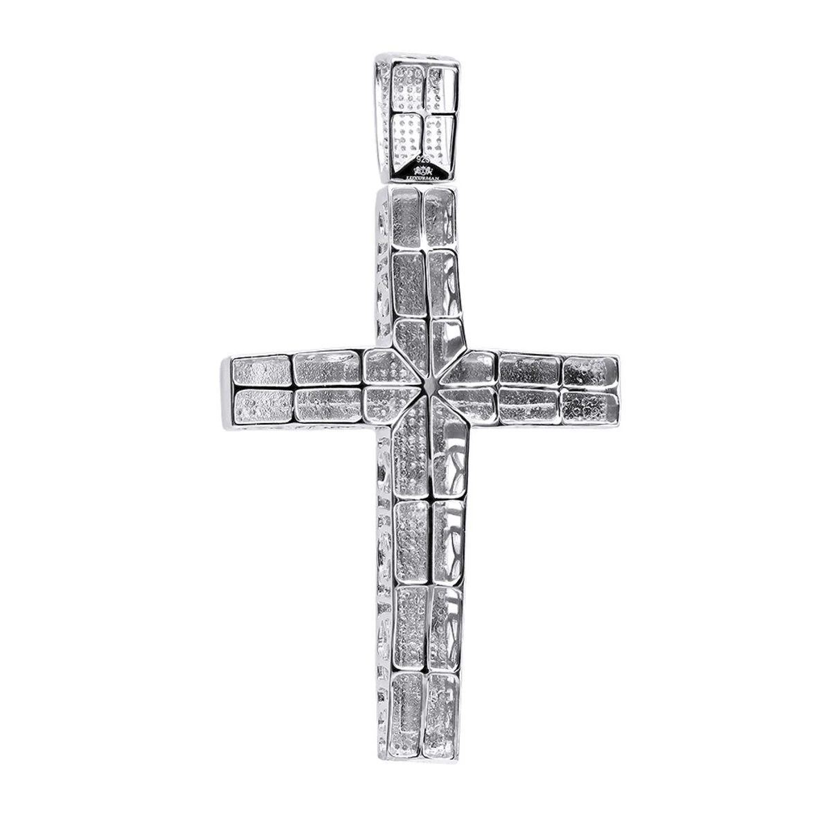 Large Pave Diamond Cross Pendant For Men In Sterling Silver 3 Carats Of Diamonds 4 Large Pave Diamond Cross Pendant For Men In Sterling Silver 3 Carats Of Diamonds - Image 2