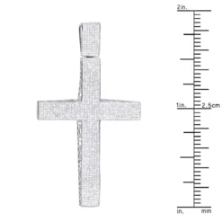 Large Pave Diamond Cross Pendant For Men In Sterling Silver 3 Carats Of Diamonds 9 Large Pave Diamond Cross Pendant For Men In Sterling Silver 3 Carats Of Diamonds -Outlet Bijou Lush Store pave diamond cross pendant 396ct silver ruler