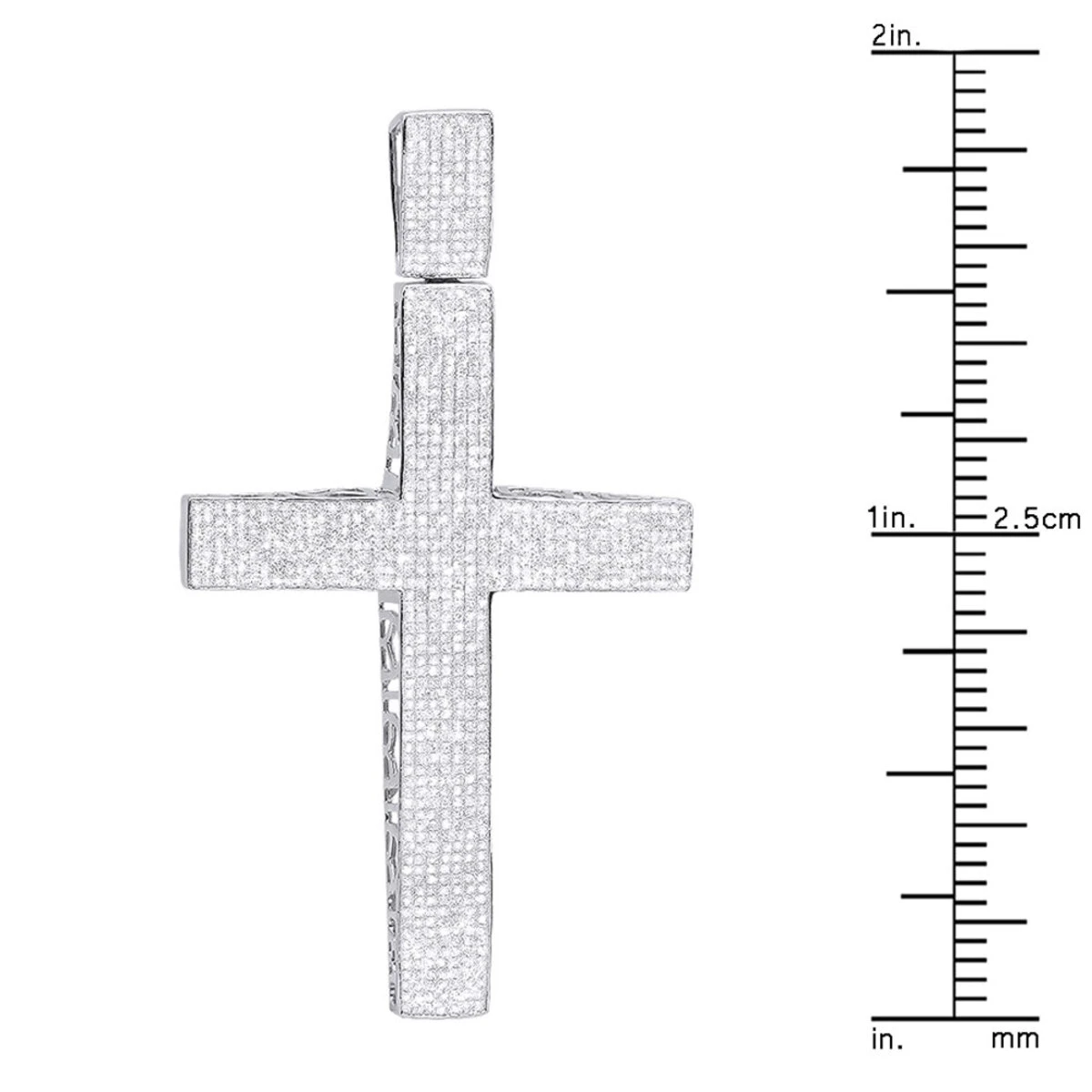 Large Pave Diamond Cross Pendant For Men In Sterling Silver 3 Carats Of Diamonds 6 Large Pave Diamond Cross Pendant For Men In Sterling Silver 3 Carats Of Diamonds - Image 4
