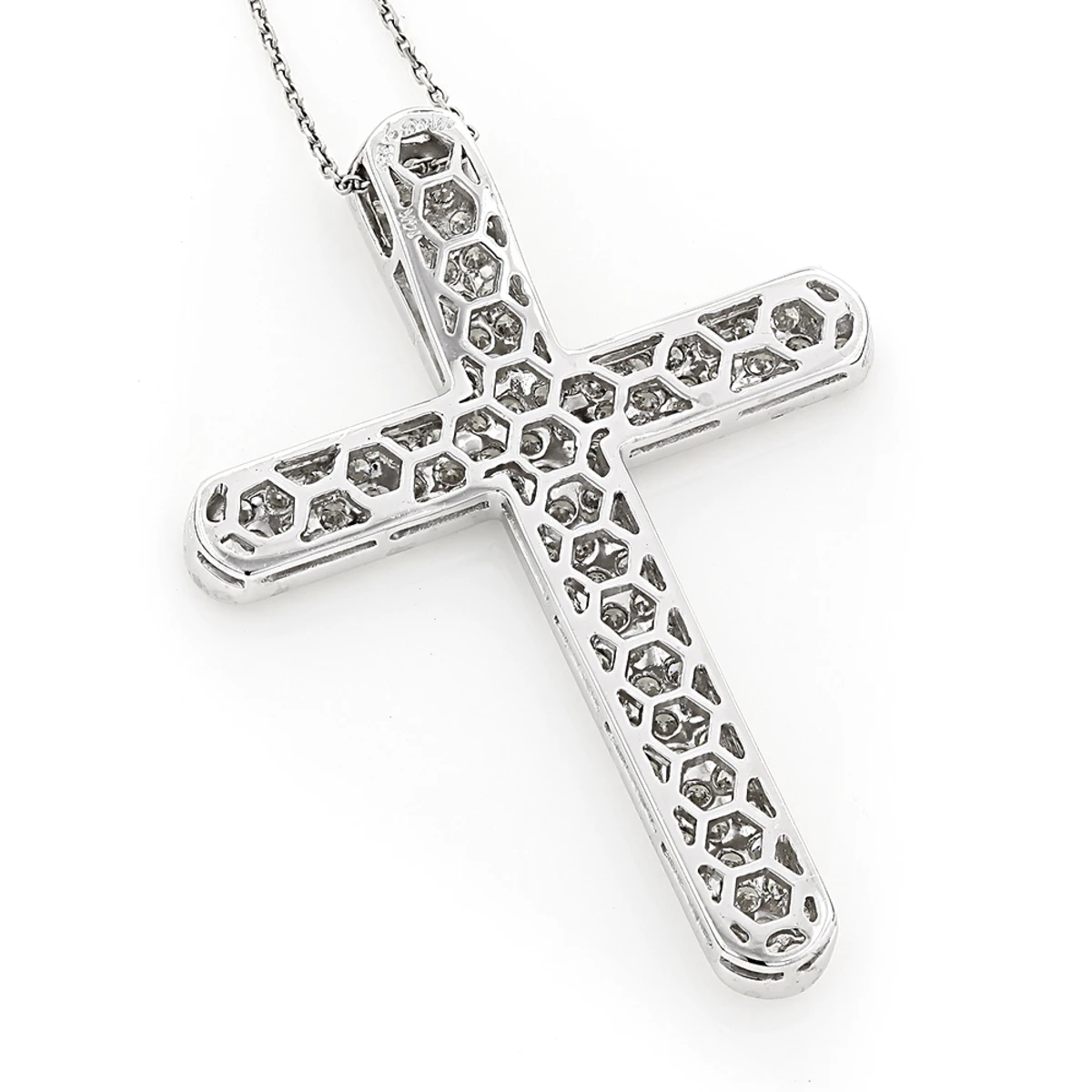 Pave Diamond Cross Pendant 4 Carats 14K White Gold 6 Pave Diamond Cross Pendant 4 Carats 14K White Gold - Image 4