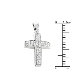 Pave 14K White Gold Diamond Cross Pendant 0.5ct Gold -Outlet Bijou Lush Store pave gold diamond cross pendant 05ct 14k gold rulerwh