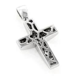 Pave 14K White Gold Diamond Cross Pendant 0.5ct Gold -Outlet Bijou Lush Store pave gold diamond cross pendant 05ct 14k backwh