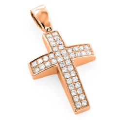 Pave 14K White Gold Diamond Cross Pendant 0.5ct Gold -Outlet Bijou Lush Store pave gold diamond cross pendant 05ct 14k ro