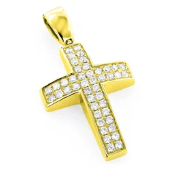 Pave 14K White Gold Diamond Cross Pendant 0.5ct Gold -Outlet Bijou Lush Store pave gold diamond cross pendant 05ct 14k ye