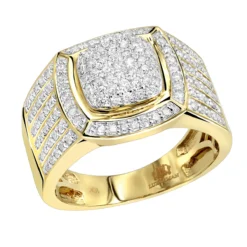 1 Carat Men's Diamond Pinky Ring 10K Yellow Gold By Luxurman