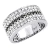 Platinum 5 Row Black And White Diamond Wedding Band For Men & Women 2.25ct