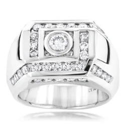 2 Carat Platinum Men's Diamond Ring By Luxurman
