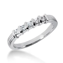 Platinum Men's Bar Set Diamond Wedding Band 0.25ct