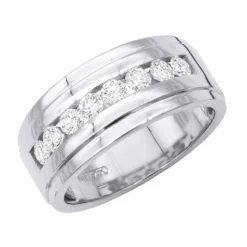 Platinum Men's Diamond Wedding Band 10mm Wide 1.5 Carats VS Diamonds Ring