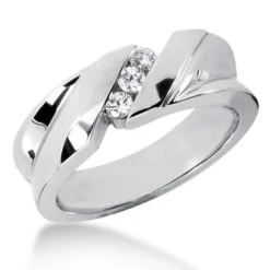 Platinum Men's 3 Stone Diamond Wedding Ring 0.24ct