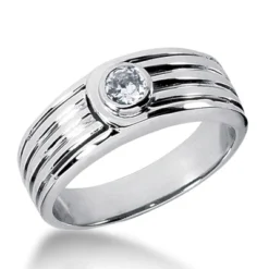 Platinum Men's Single Diamond Wedding Ring 0.25ct