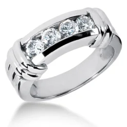 Platinum Men's Diamond Wedding Ring 1ct 6.8mm