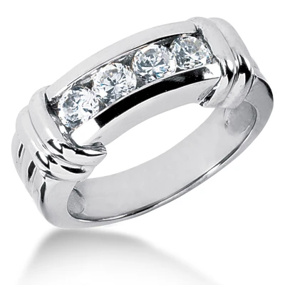 Platinum Men's Diamond Wedding Ring 1ct 6.8mm 3 Platinum Men's Diamond Wedding Ring 1ct 6.8mm