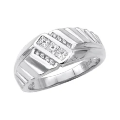 Platinum Men's Round & Princess Diamonds Ring 0.54ct
