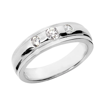 Platinum Round Diamond Men's Wedding Ring 0.45ct 6.9mm 3 Platinum Round Diamond Men's Wedding Ring 0.45ct 6.9mm