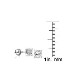 Platinum Solitaire Princess Cut Diamond Stud Earrings 1.5ct -Outlet Bijou Lush Store platinum solitaire princess cut diamond stud earrings 15ct ruler