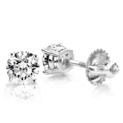Platinum Solitaire Round Diamond Stud Earrings 0.25ct