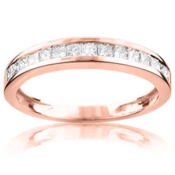 Thin Princess Cut Diamond Wedding Band 0.59ct 14K White Gold -Outlet Bijou Lush Store princess cut diamond wedding band 059ct 14k gold ro