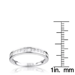 Thin Princess Cut Diamond Wedding Band 0.59ct 14K White Gold -Outlet Bijou Lush Store princess cut diamond wedding band 059ct 14k gold rulerwh