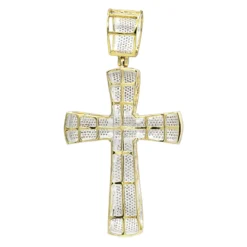 Puffed 10K Yellow Gold Diamond Cross Pendant 3.25ct Gold -Outlet Bijou Lush Store puffed gold diamond cross pendant 325ct 10k backye
