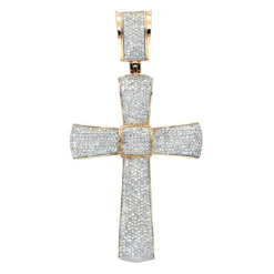 Puffed 10K Yellow Gold Diamond Cross Pendant 3.25ct Gold -Outlet Bijou Lush Store puffed gold diamond cross pendant 325ct 10k ro