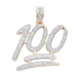 10K White Gold 100% Emoji Large Diamond Pendant For Men 1.75ct By Luxurman -Outlet Bijou Lush Store real 10k gold 100 large diamond pendant for men 175ct by luxurman ro