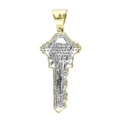 10K Yellow Gold Diamond Key Pendant For Men By Luxurman 0.65ct -Outlet Bijou Lush Store real 10k gold diamond key pendant for men by luxurman 065ct backye