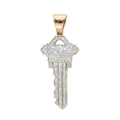 10K Yellow Gold Diamond Key Pendant For Men By Luxurman 0.65ct -Outlet Bijou Lush Store real 10k gold diamond key pendant for men by luxurman 065ct ro