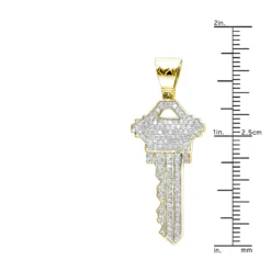 10K Yellow Gold Diamond Key Pendant For Men By Luxurman 0.65ct -Outlet Bijou Lush Store real 10k gold diamond key pendant for men by luxurman 065ct rulerye