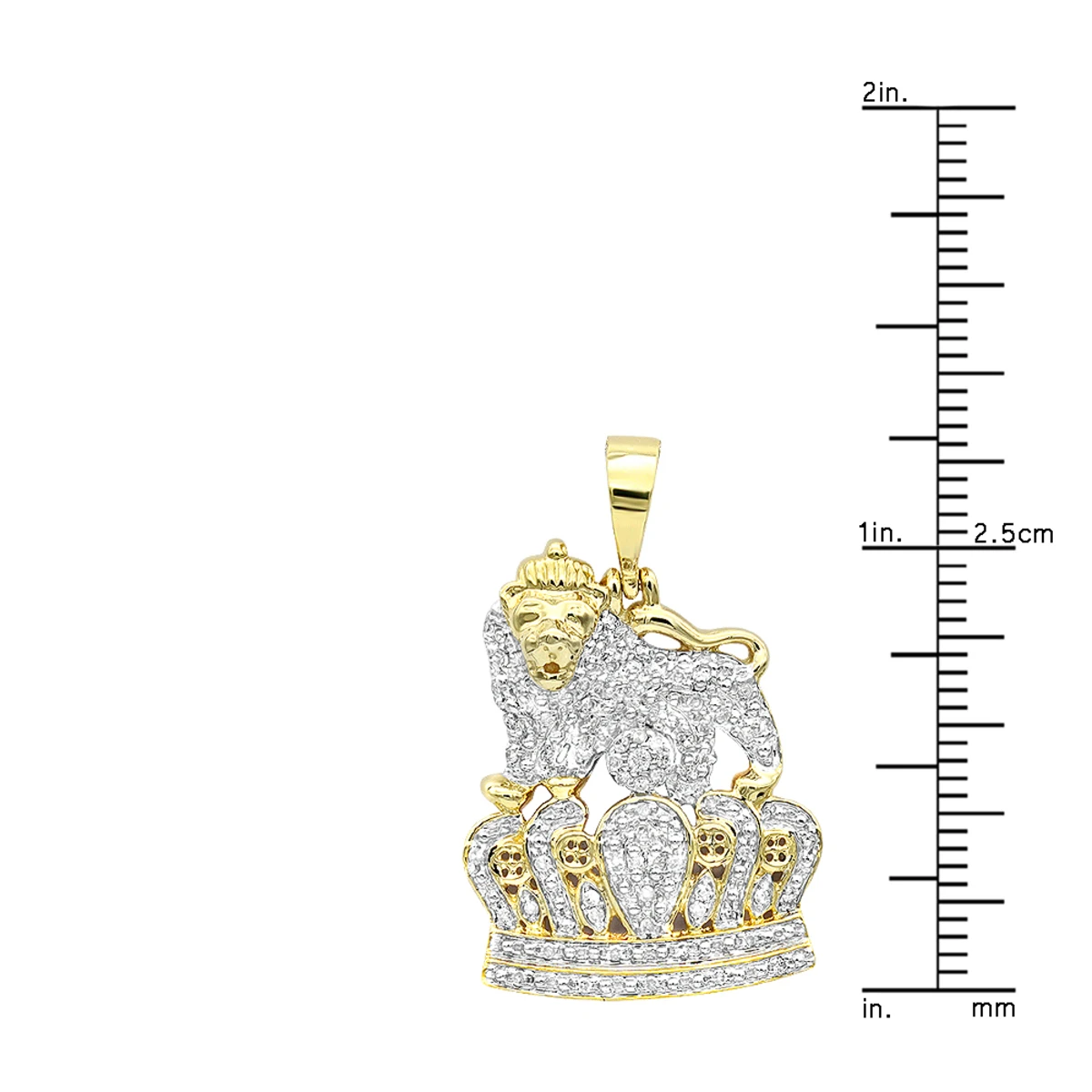 10K Yellow Gold Diamond Lion Pendant With Crown 0.3ct 8 10K Yellow Gold Diamond Lion Pendant With Crown 0.3ct - Image 6
