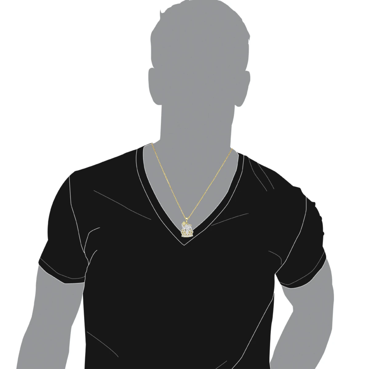 10K Yellow Gold Diamond Lion Pendant With Crown 0.3ct 7 10K Yellow Gold Diamond Lion Pendant With Crown 0.3ct - Image 5