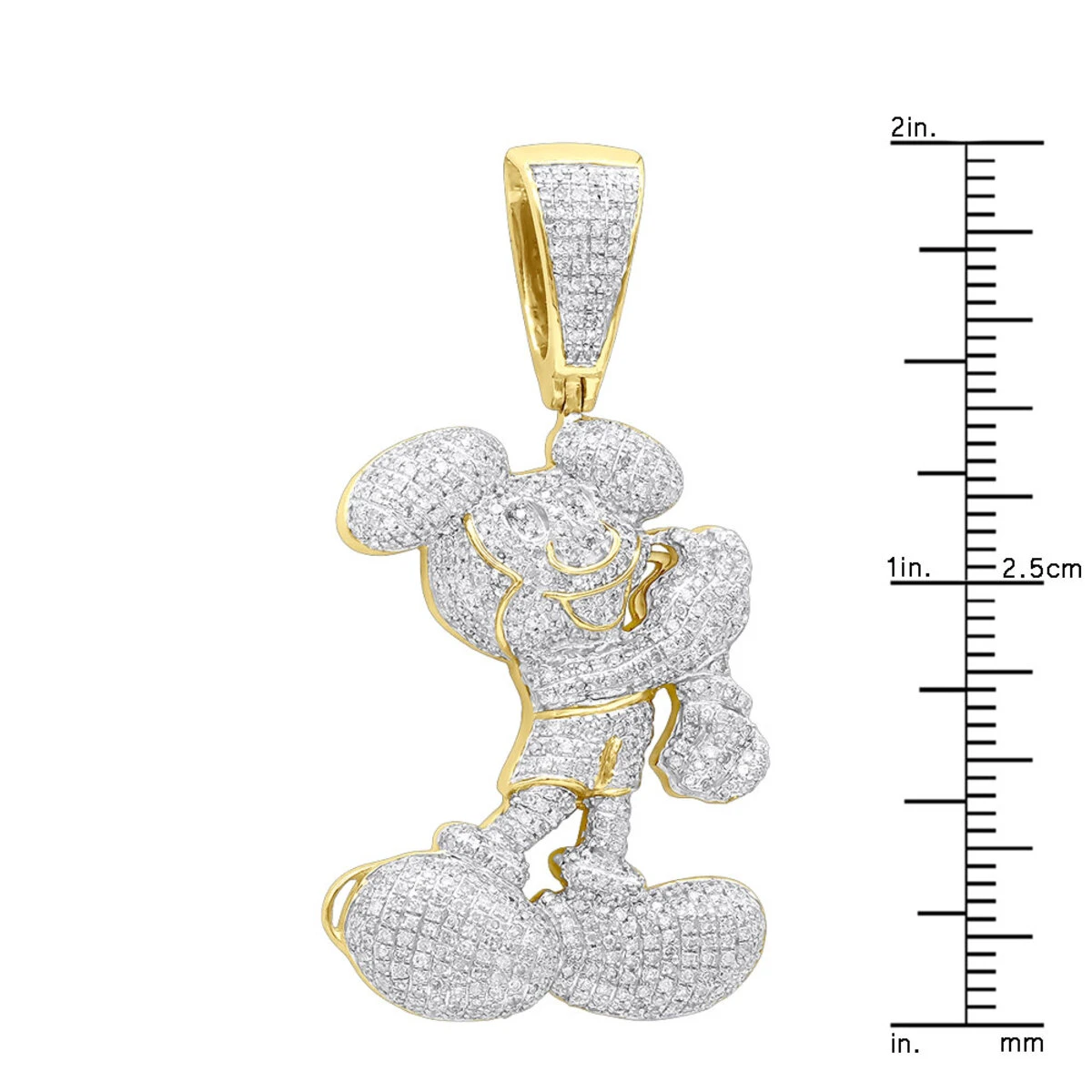 10K Yellow Gold Diamond Mickey Mouse Pendant Cartoon Character 3.25ct 8 10K Yellow Gold Diamond Mickey Mouse Pendant Cartoon Character 3.25ct - Image 6