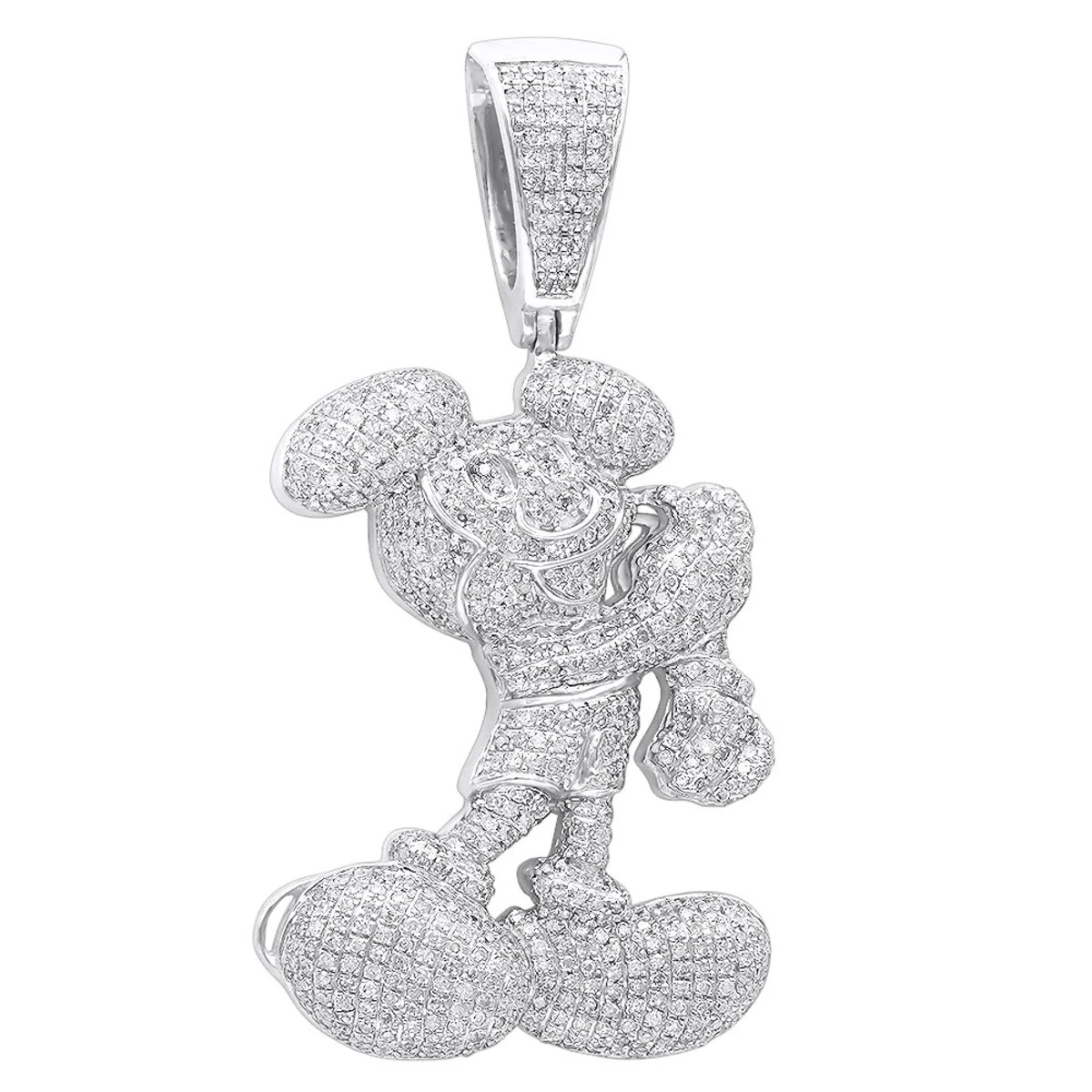10K Yellow Gold Diamond Mickey Mouse Pendant Cartoon Character 3.25ct 4 10K Yellow Gold Diamond Mickey Mouse Pendant Cartoon Character 3.25ct - Image 2