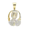 10K Yellow Gold Genuine Diamond Microphone & Headphones Pendant 1ct DJ Charm -Outlet Bijou Lush Store real 10k gold genuine diamond microphone headphones pendant 1ct dj charm mainye