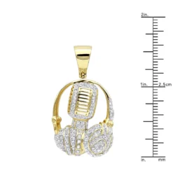 10K Yellow Gold Genuine Diamond Microphone & Headphones Pendant 1ct DJ Charm -Outlet Bijou Lush Store real 10k gold genuine diamond microphone headphones pendant 1ct dj charm rulerye