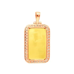 24K Yellow Gold Suisse Bar Diamond Dog Tag Pendant For Men Customizable 2.2ct -Outlet Bijou Lush Store real 24k gold suisse bar diamond dog tag pendant for men customizable 22ct 018022 backro