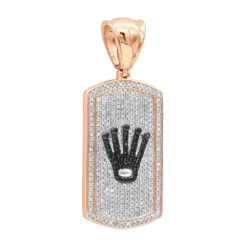 Real Diamond Dog Tag Pendant With Crown 10K White Gold White & Black Diamonds 1ct 10 Real Diamond Dog Tag Pendant With Crown 10K White Gold White & Black Diamonds 1ct -Outlet Bijou Lush Store real diamond dog tag pendant with crown 10k gold white black diamonds 1ct 000991 rose