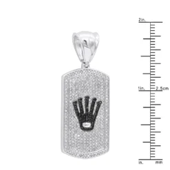 Real Diamond Dog Tag Pendant With Crown 10K White Gold White & Black Diamonds 1ct 13 Real Diamond Dog Tag Pendant With Crown 10K White Gold White & Black Diamonds 1ct -Outlet Bijou Lush Store real diamond dog tag pendant with crown 10k gold white black diamonds 1ct 000991 ruler white