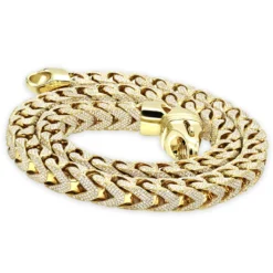Real Diamond Hip Hop Jewelry Solid 10K Yellow Gold Iced Out Franco Chain For Men
