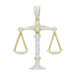 10K Yellow Gold Diamond Libra Pendant 1.1ct By Luxurman