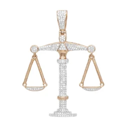 10K Yellow Gold Diamond Libra Pendant 1.1ct By Luxurman -Outlet Bijou Lush Store real gold zodiac jewelry 10k gold diamond libra pendant 11ct by luxurman ro