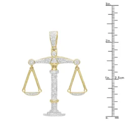 10K Yellow Gold Diamond Libra Pendant 1.1ct By Luxurman -Outlet Bijou Lush Store real gold zodiac jewelry 10k gold diamond libra pendant 11ct by luxurman rulerye