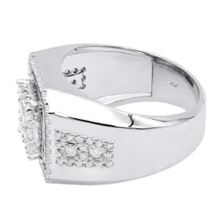 14K White Gold Hip Hop Square Men's Diamond Ring 3ct -Outlet Bijou Lush Store real hip hop jewelry square mens diamond ring 3ct 14k gold backwh