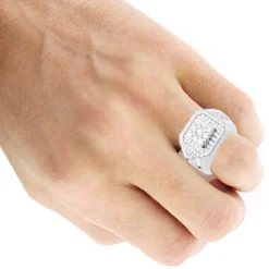 14K White Gold Hip Hop Square Men's Diamond Ring 3ct -Outlet Bijou Lush Store real hip hop jewelry square mens diamond ring 3ct 14k gold bodwh