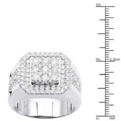 14K White Gold Hip Hop Square Men's Diamond Ring 3ct -Outlet Bijou Lush Store real hip hop jewelry square mens diamond ring 3ct 14k gold rulerwh 20201006