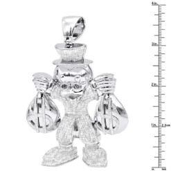 Real Sterling Silver Scrooge McDuck Diamond Pendant Cartoon Character 4.25ct -Outlet Bijou Lush Store real sterling silver scrooge mcduck diamond pendant cartoon character 425ct 720000w ruler