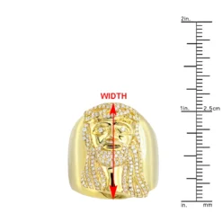Religious 14K Yellow Gold Jesus Ring 1 Carat Men's Diamond Ring By Luxurman -Outlet Bijou Lush Store religious jewelry 14k gold jesus ring 1 carat mens diamond ring by luxurman rulerye