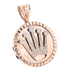 Rolex Style Diamond Crown Pendant Medallion 0.85ct 14K White Gold 10 Rolex Style Diamond Crown Pendant Medallion 0.85ct 14K White Gold -Outlet Bijou Lush Store rolex style diamond crown pendant medallion 085ct 14k gold ro