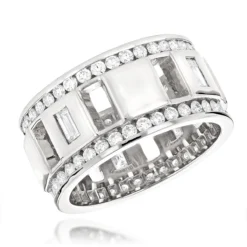 Round And Baguette Diamond Eternity Ring By Luxurman New York 2.65ct