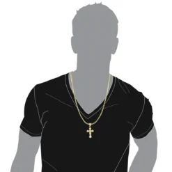 Round Baguette Diamond Cross Pendant 0.5ct 10K Yellow Gold -Outlet Bijou Lush Store round baguette diamond cross pendant 062ct 10k gold bodye